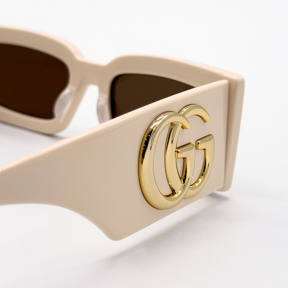 NEW GUCCI GG1425S 004 RECTANGLE BEIGE BROWN WOMEN SUNGLASSES GUCCI - Picture 9 of 12